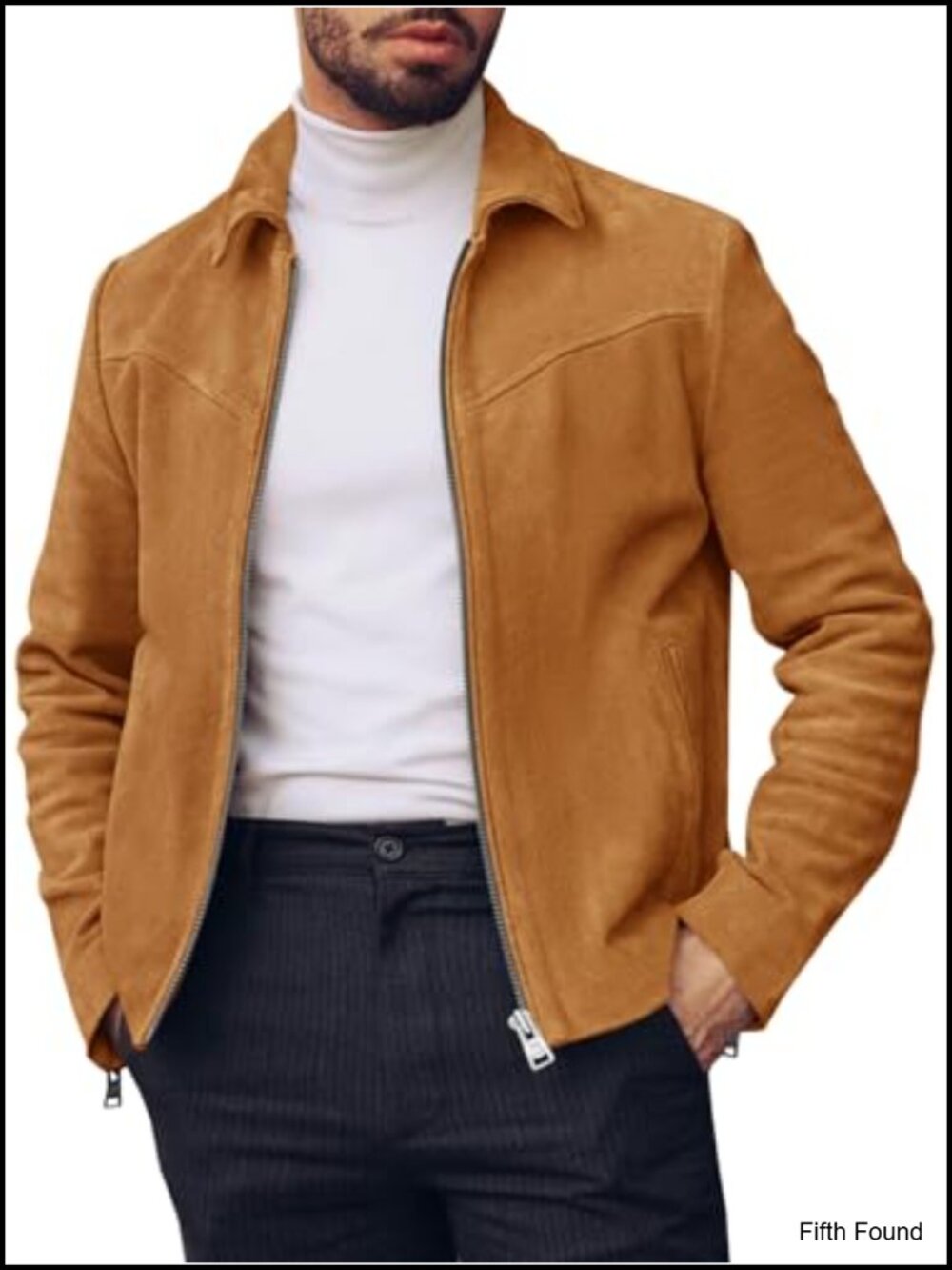 Runcati Faux Suede Trucker Jacket Full Zip Vintage Coat